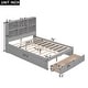 preview thumbnail 3 of 22, Full Size Solid Pine Platform Kids Bed Frame with Storage Headboard, Charging Station, and 2-Drawers, Easy to Assemble, Grey