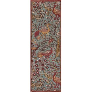Animal Pictorial Ziegler Runner Rug Hand-Knotted Floral Wool Carpet - 2 ...
