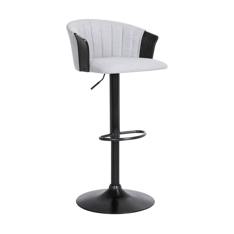 Lydia Upholstered Adjustable Wood Bar Stool with Black Metal Base