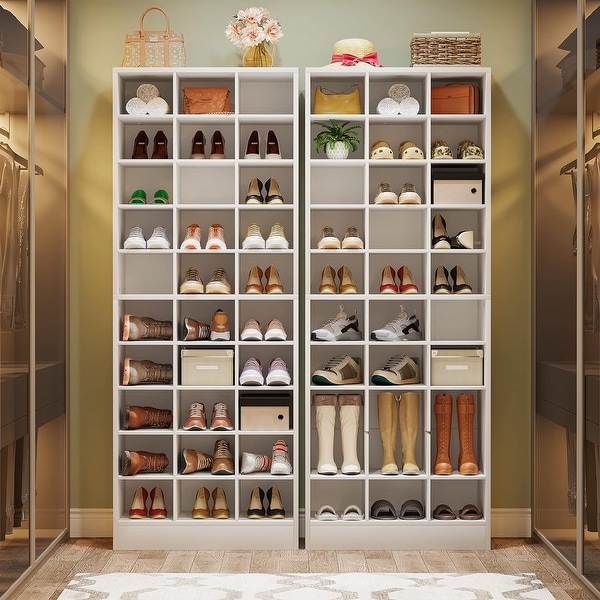 10-Tier Tall Shoe Storage Cabinet Wooden Shoe Rack with 30 10-Tier Tall Shoe Storage Cabinet Wooden Shoe Rack with 30