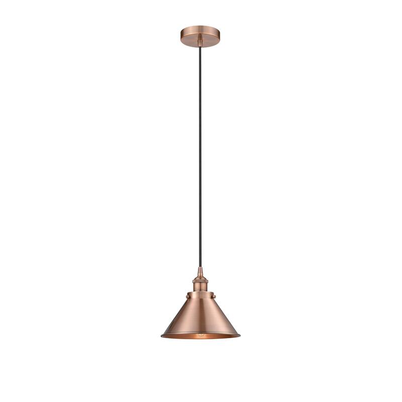 Innovations Lighting Briarcliff - 1 Light 10" Cord Hung Mini Pendant - Antique Copper/Matte Black