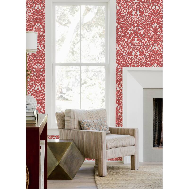 A-Street Prints Marni Red Fruit Damask Wallpaper