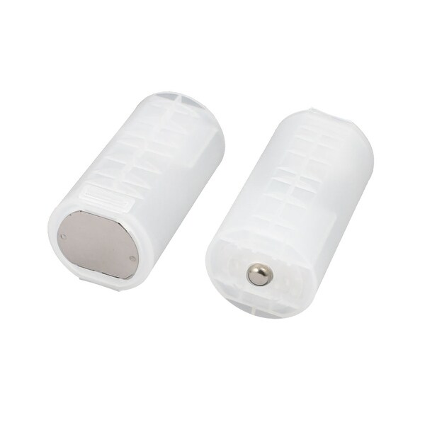 2Pcs Hard Plastic AA to D Battery Adapter Holder Converter Clear Color