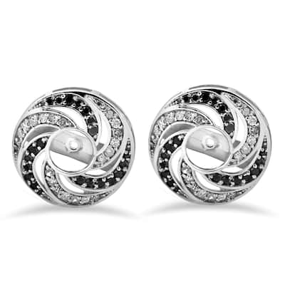 1/2ct White Gold Black & White Diamond Spiral Earring Jackets (up to 4mm)