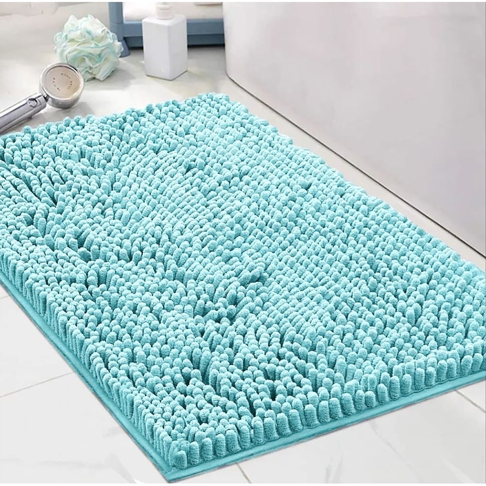 Luxury Chenille Bathroom Rug, 20x32 inches, Extra Soft and Cozy,  Non-Slip,Super Absorbent Water, Machine Wash Dry, Shaggy Chenille Bath Mats  for