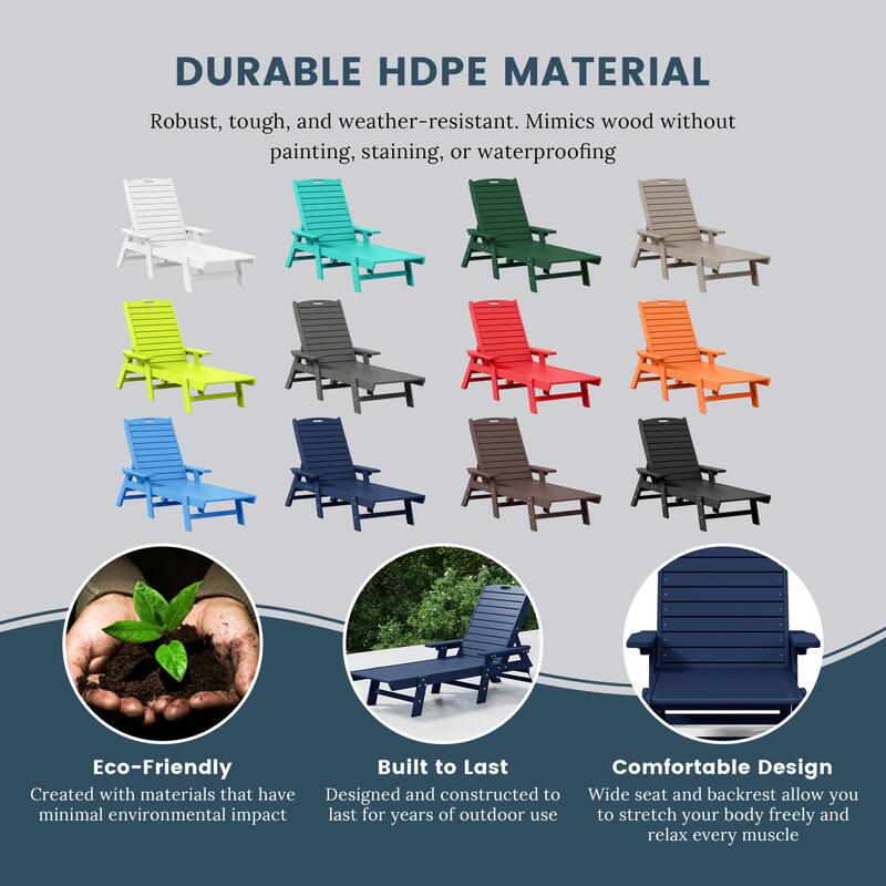 Laguna Hdpe All Weather Outdoor Patio Pool Reclining Chaise Lounge