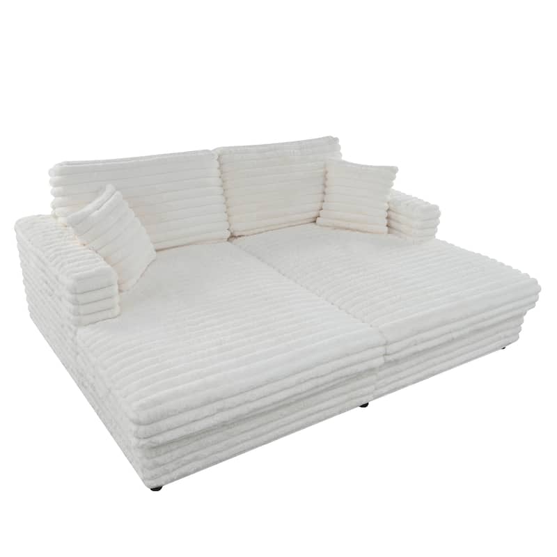 Christopher Knight Home - Alexander Oversized Cloud Loveseat Chaise Lounge with Fluffy Upholstery and Throw Pillows