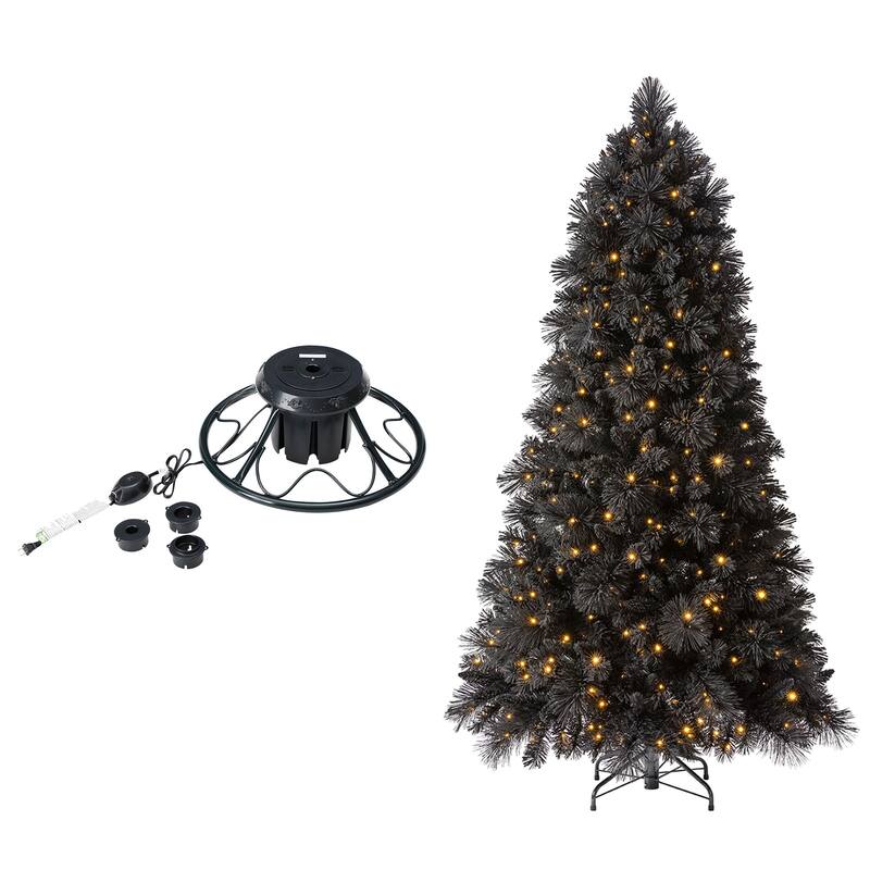 Home Heritage Rotating Tree Stand Base w/ Snowdrift 6.5 Ft Pre-Lit Holiday Tree - 29