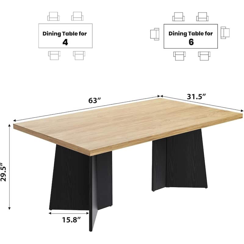63" Modern Kitchen Dining Table for 6-8 People for Kitchen, Conference Room, Home
