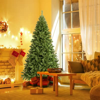 Gymax 7.5' Christmas Tree 1346 Tips Premium Hinged Artificial PVC