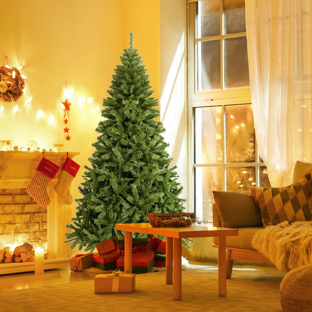 Gymax 7.5' Christmas Tree 1346 Tips Premium Hinged Artificial PVC