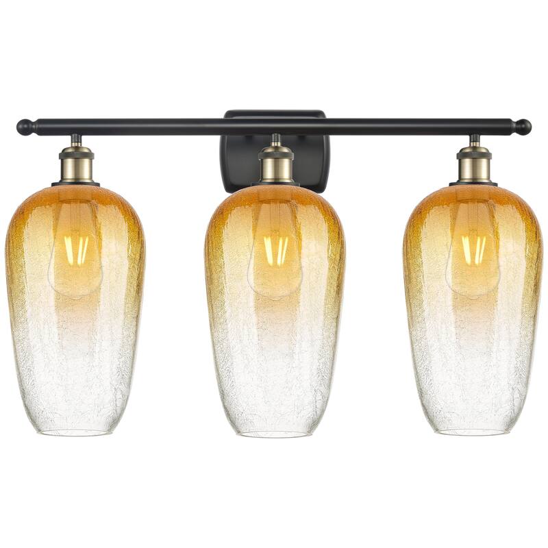 Innovations Lighting Endless Possibilities Ballston - Brookhaven Flute - 3 Light 27" Bath Vanity Light - Black Antique Brass/Amber