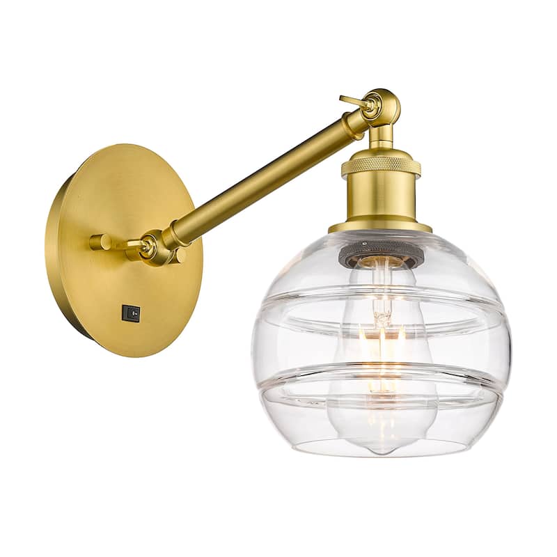 Innovations Lighting 317-1W-8-6 Rochester Sconce Rochester 8" Tall - Satin Gold / Clear