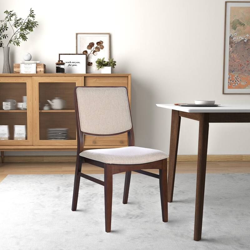 GDFStudio - Skylar Modern Upholstered Dining Chair with Linen Blend Seat & Solid Wood Frame, Set of 2 - 22.4"