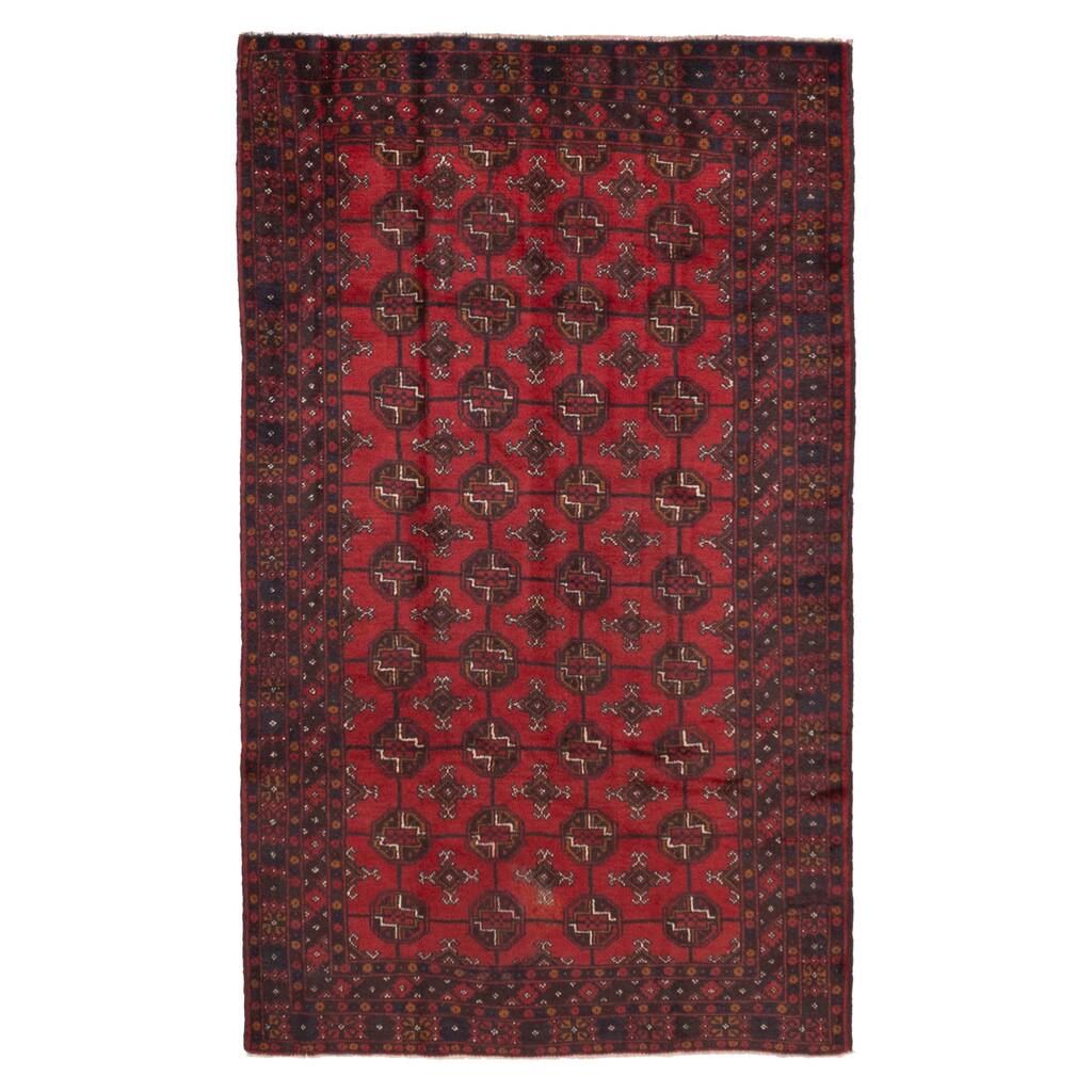 ECARPETGALLERY Hand-knotted Teimani Red Wool Rug - 3'7 x 6'2
