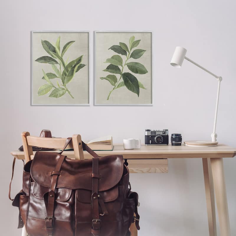 Stupell Green Tea & Coffee Plant Leaves Framed Giclee Art Design By Lanie Loreth (Set of 2)