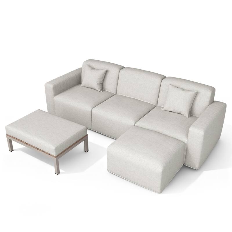 5-piece Full Foam Cushioning Sectional Sofa Set for living Room Patio