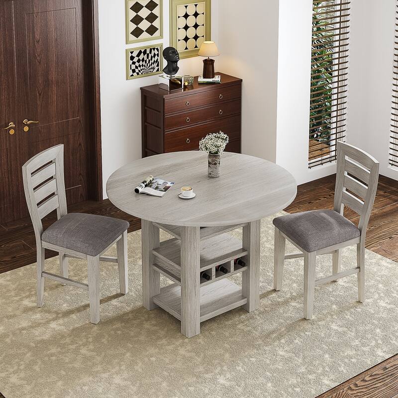 Javlergo Dining Table Set Drop Leaf Kitchen Table and Chairs Set Counter Height Kitchen Island Table Set with Storage