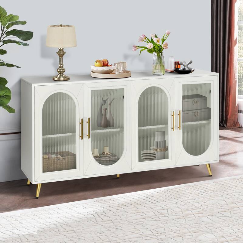 Vintage Medieval Style TV Stand for Living Room, Media Console with Storage