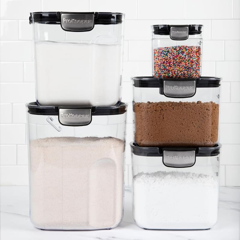 ProKeeper+ 9 Piece Clear Plastic Airtight Food Flour and Sugar Baker's Kitchen Storage Organization Container