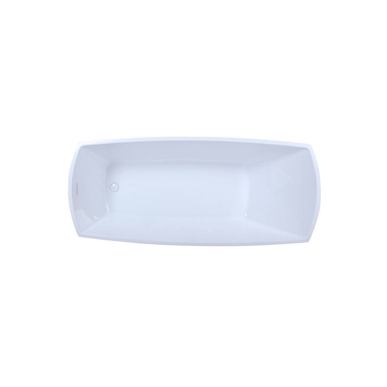 Indigo Home 72 inch Soaking Single Slipper Rectangular Bathtub in Glossy White