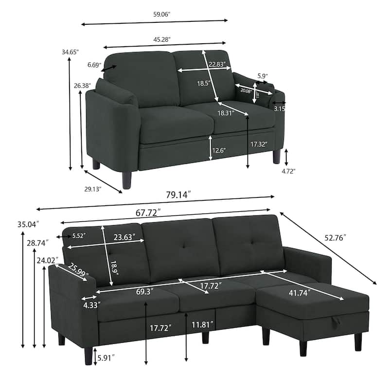 3 Pieces Living Room Sets