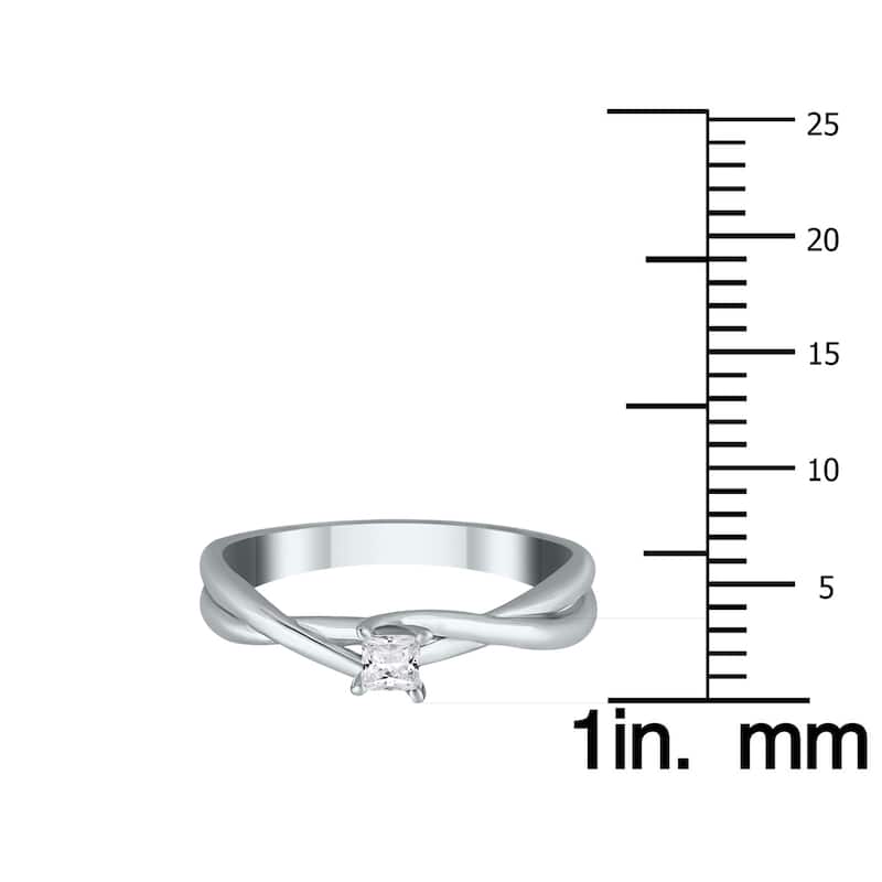 Marquee 1/10 Carat Princess Diamond Solitaire Braided Ring in 10K White Gold