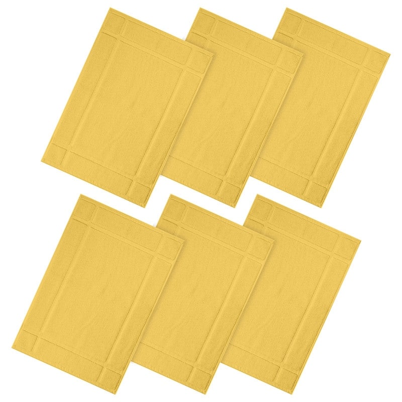 Pure Cotton 1350 GSM Bath Mats Highly Absorbent by Ample Decor- 6 Pack - 24"X17" - Yellow