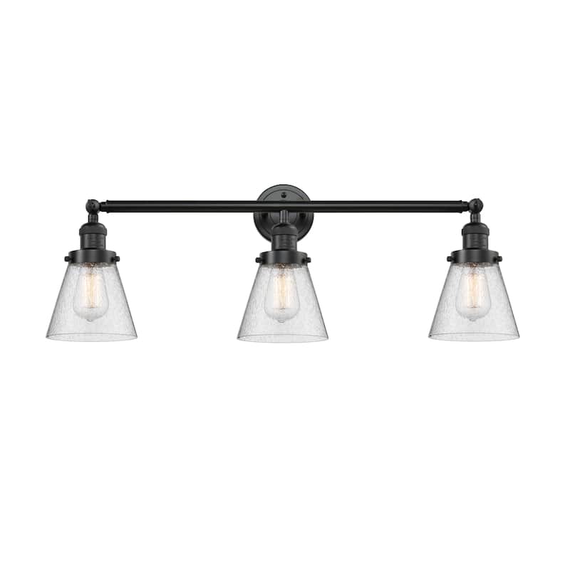 Innovations Lighting Small Cone 3 Light 30" Wide Bathroom Vanity Light - Oil Rubbed Bronze / Seedy