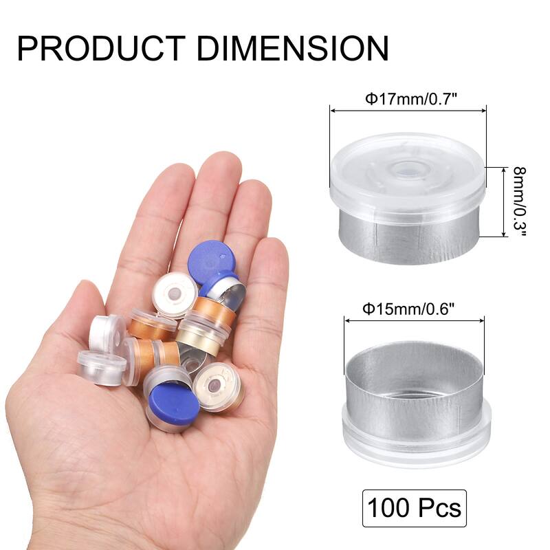 Flip Off Caps 100PCS Burr-Free Flip Off Top Caps - Clear/Matte Silver - 15mm