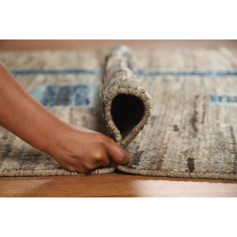 Geometric Moroccan Rug Hand-Knotted Bedroom Wool Carpet - 5'3" x 6'5"