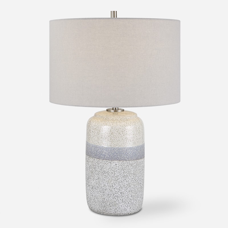 Specked Ceramic Table Lamp with Drum Shade - 25"
