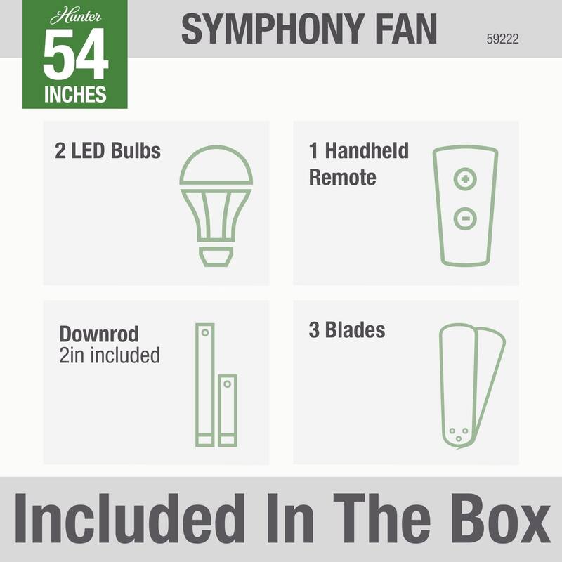 Hunter 54" WiFi Symphony Ceiling Fan with LED Light Kit and Handheld Remote, Smart Home Fan