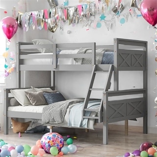 Twin Over Full Bunk Bed with Ladder & Guardrail