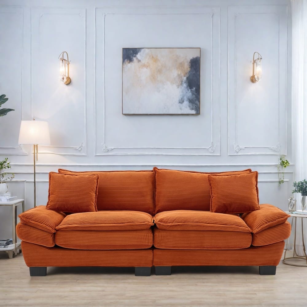 65.5" Upholstered 3-Seater Sofa Couch with Two Pillows and Sturdy Construction