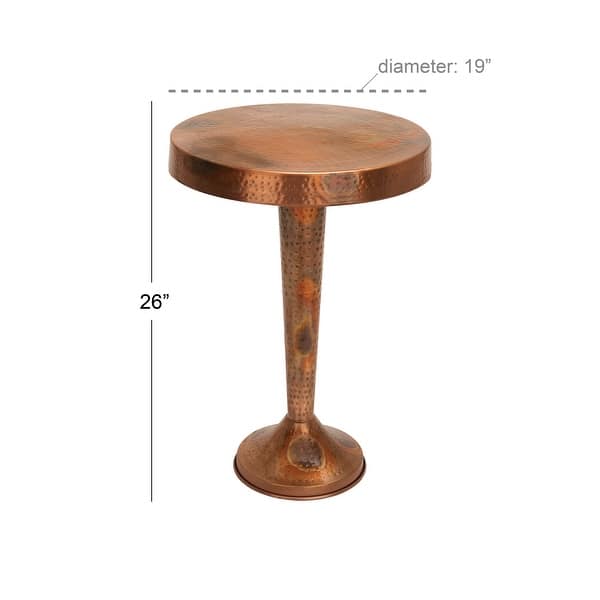dimension image slide 11 of 12, Silver or Bronze Metal Hammered Side End Accent Table with Hourglass Shape