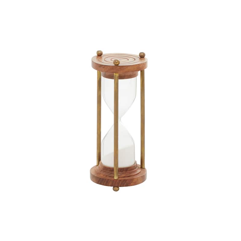 Wood Timer With Brown Wood Base And Brass Finish Rods