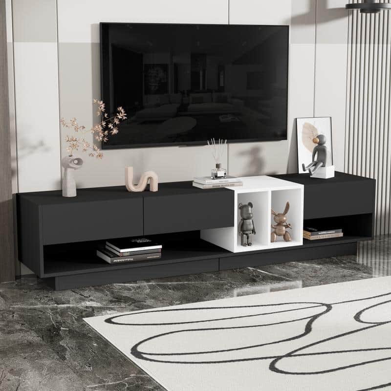 Modern Two-Tone TV Stand for TVs Up to 80" - Versatile Storage Media Console