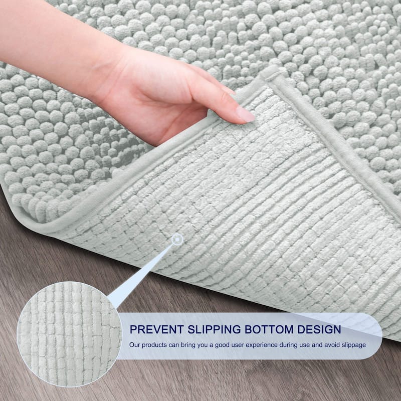 Subrtex Super Soft Absorbent Braided Bathroom Mats Chenille Bath Rugs