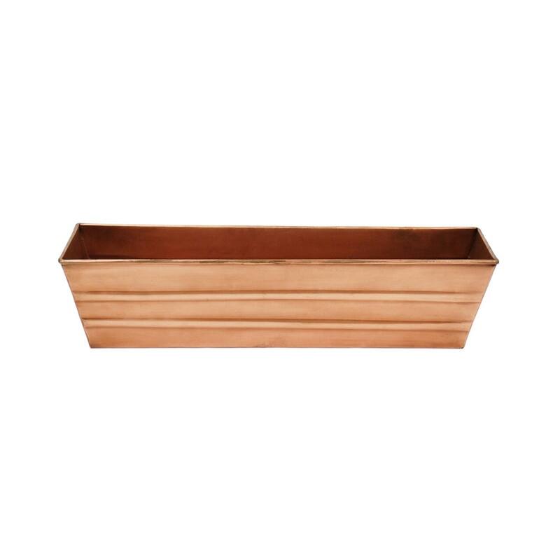 Achla Designs Small Galvanized Steel Flower Box Planter, 22 Inch Wide - Brown