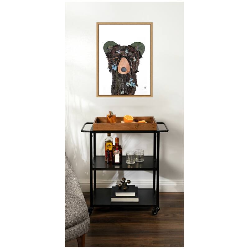 Kate and Laurel Black Bear by Madeline Jeppesen Framed Canvas Wall Art Print