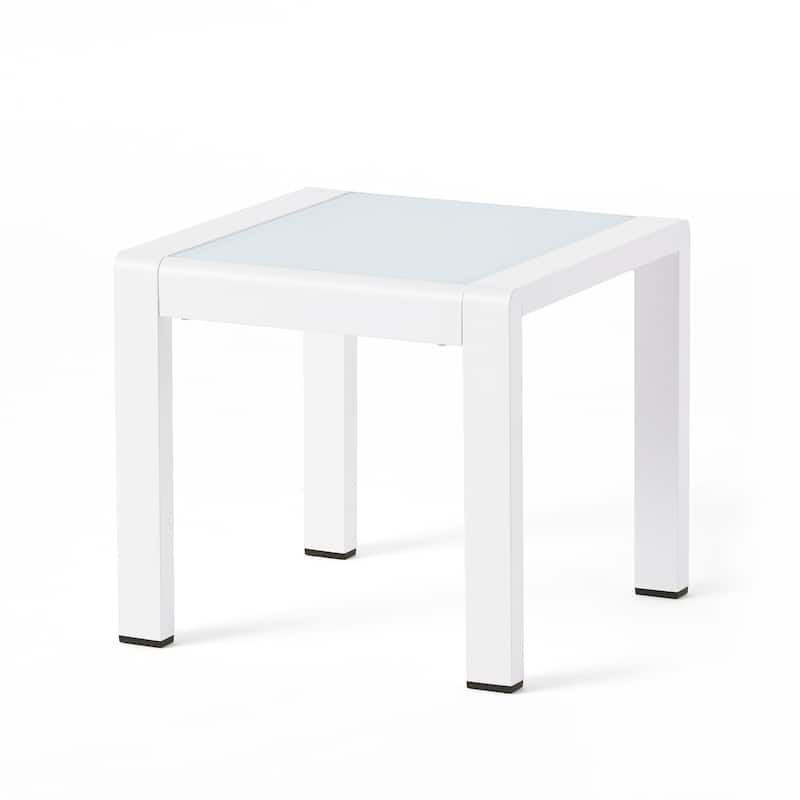Cape Coral Outdoor Aluminum and Tempered Glass Side Table by Christopher Knight Home