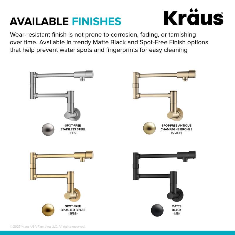 Kraus KPF-5003 Bolden 4 GPM Wall Mounted Single Hole Pot Filler