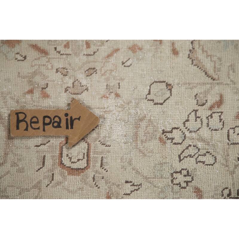 Hand Knotted Oriental 100% Wool Carpet Traditional Floral Beige & Ivories Kashan Area Rug - 12' 3'' X 9' 6''