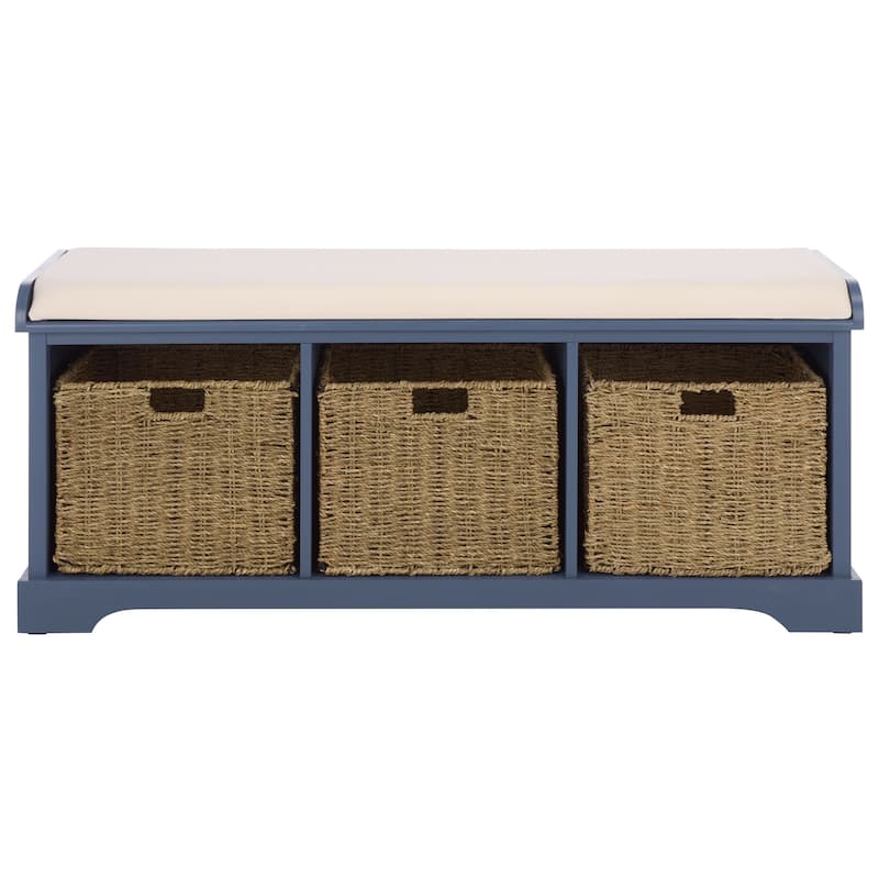 SAFAVIEH Eola Grey/ White Storage Bench - 47" x 16.1" x 19.9" - 47"W x 16"D x 20"H - Blue