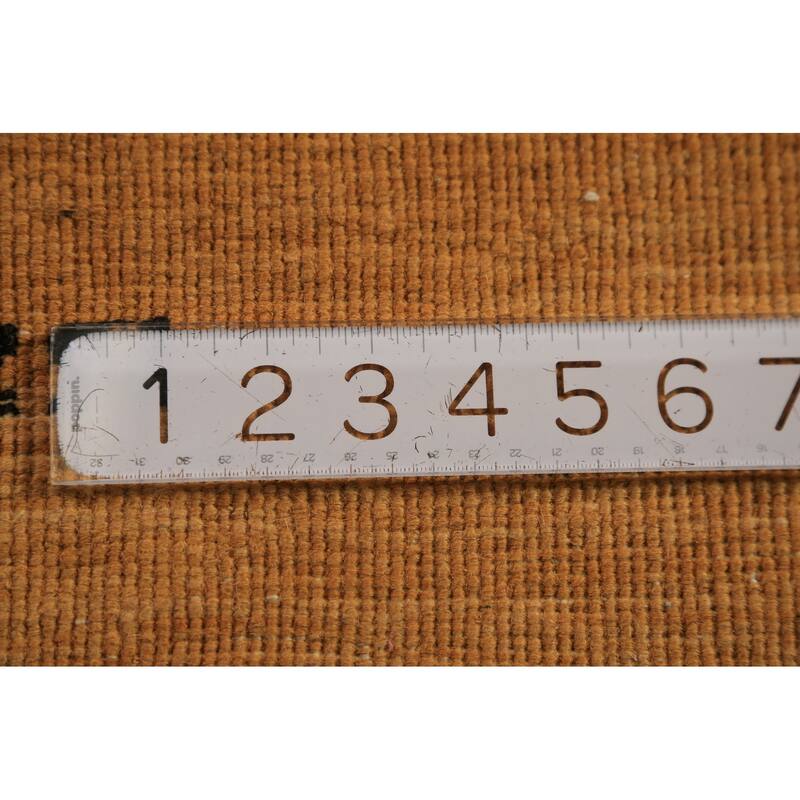 Orange Gabbeh Oriental Rug Hand-Knotted Wool Carpet - 3'0" x 3'10"