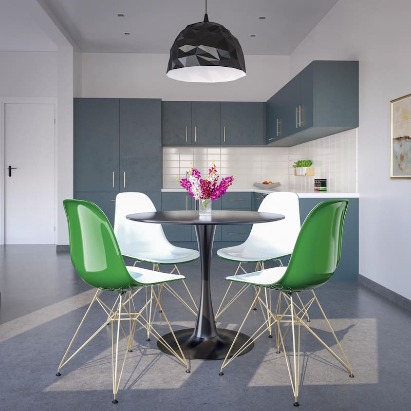 Crescro Set of 4 Acrylic Dining Banquet Side Chair in Gold Stainless Steel Frame for Indoor Outdoor Home Office & Kitchen