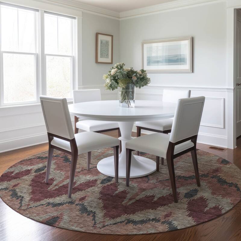 Machine Washable Indoor/ Outdoor Chantille Boho Ikat Rug