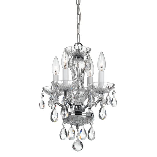 slide 1 of 1, Traditional Crystal 4 Light Chrome Mini Chandelier - 11'' W x 15'' H 11'' W x 15'' H