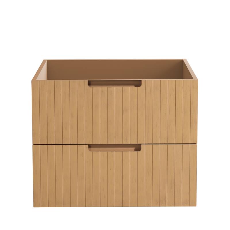 24-inch Floating Bathroom Vanity with Convenient Storage Drawer and Modern Stripe Finish - 23 in ,Light Brown ,MDF